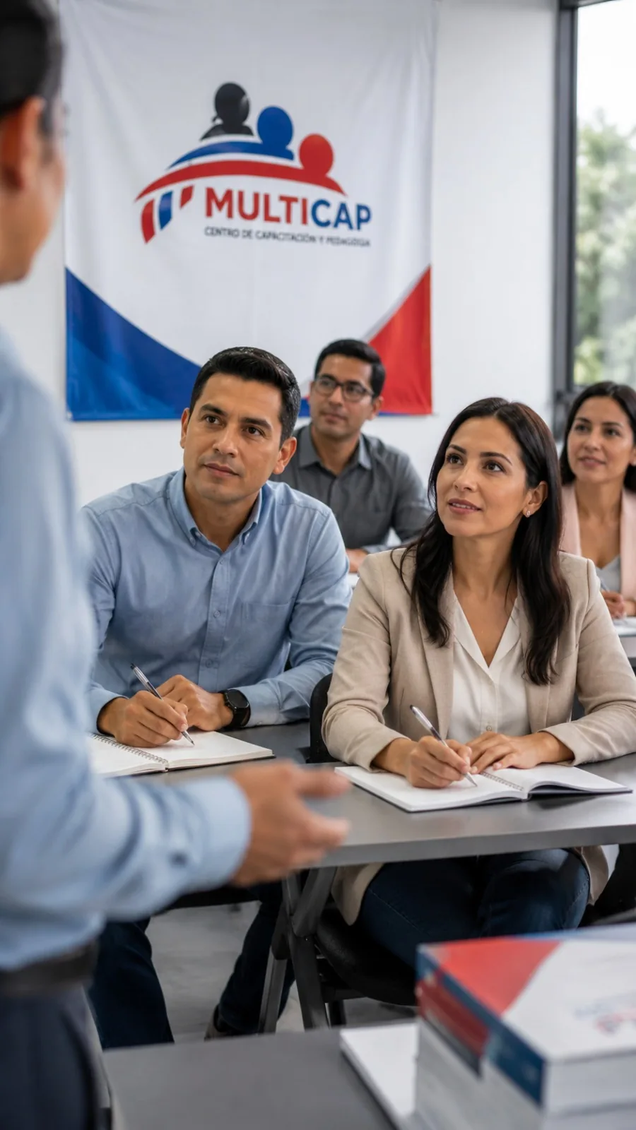 Docentes tomando apuntes durante una capacitación de MULTICAP