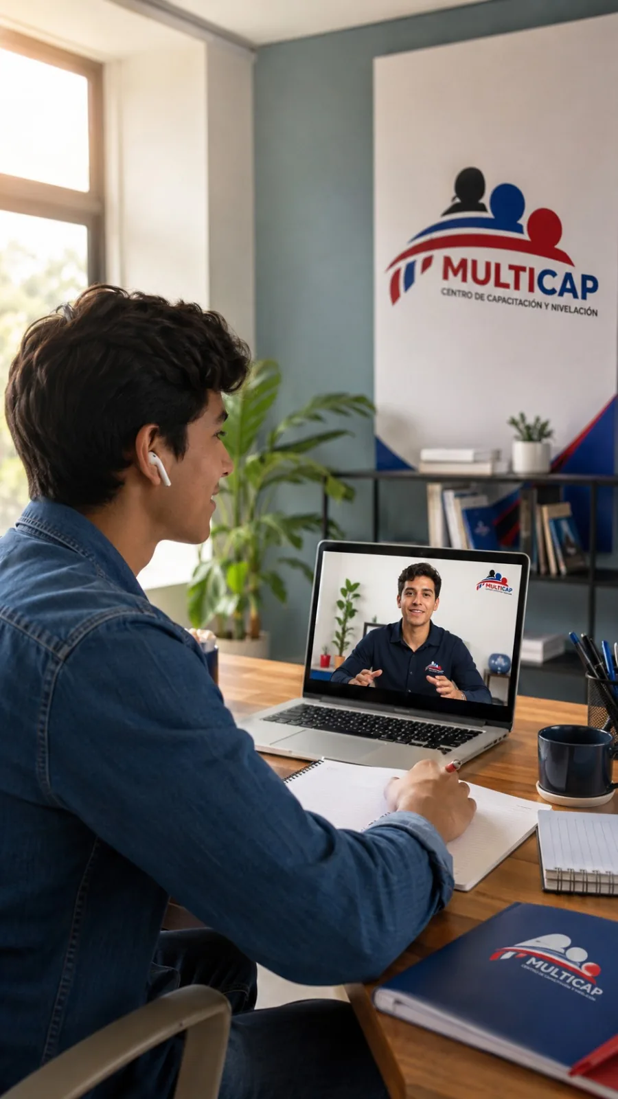 Estudiante en clase particular virtual con un docente de MULTICAP